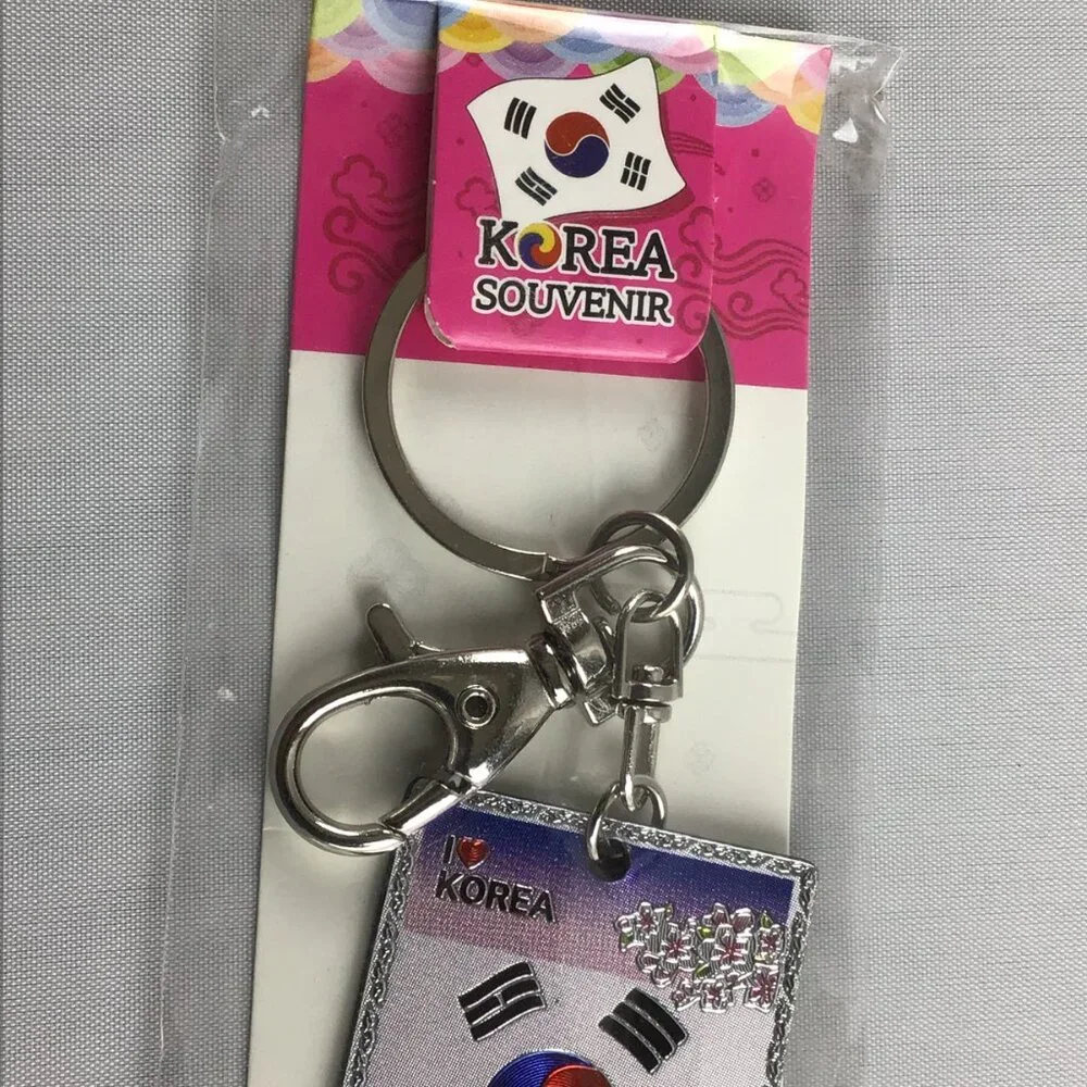 Genuine KOREA Key Ring Holder Souvenir Silver Tone